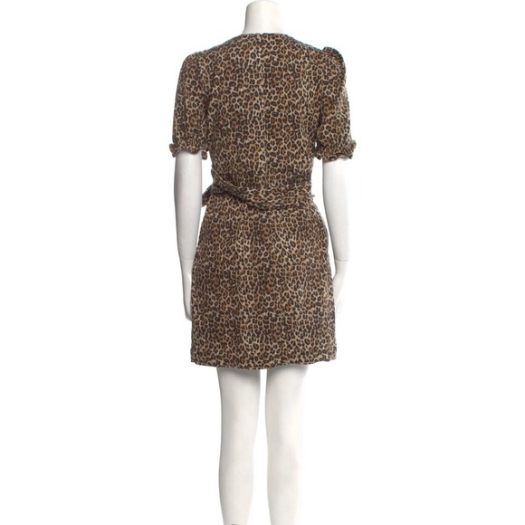 MARISSA WEBB the Carly Leopard Mob Retro Madmen Pinup V Neck Puff Sleeve Dress 8 - Picture 3 of 7